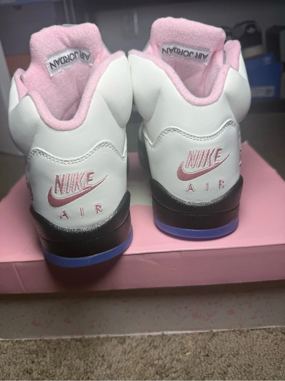 Jordan White Sneakers with Pink & Black Accents